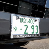 Raised MOONEYES Logo Chrome License Plate Frame for JPN size