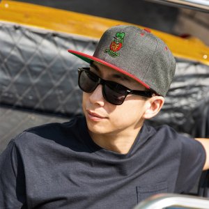 Photo1: Standing Rat Fink Embroidery Flat Visor Cap