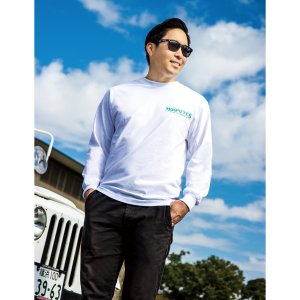 Photo2: MOON Big Eyeshape Long Sleeve T-shirt White/Blue