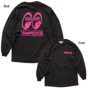 Photo1: MOON Big Eyeshape Long Sleeve T-shirt Black/Pink