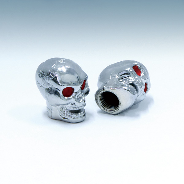 Chromed Skull Air Valve Caps - MOONEYES (English)