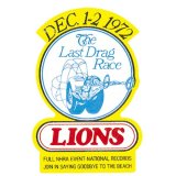 Photo: HOT ROD Sticker LIONS The Last Drag Race 1972 Sticker