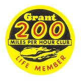 Photo: HOT ROD Sticker Grant 200 MILES PER HOUR CLUB LIFE MEMBER Sticker