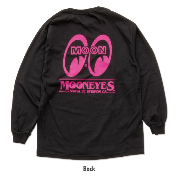 Photo2: MOON Big Eyeshape Long Sleeve T-shirt Black/Pink (2)