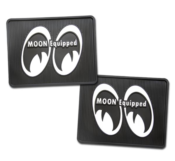 Mooneyes MOON Equipped Rubber Utility Mats Pair MP082BK - California Car  Cover Co.