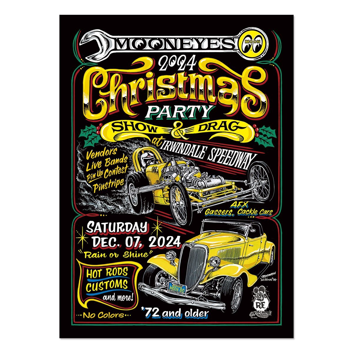 Photo1: MOONEYES USA Christmas Party Show & Drag 2024 Poster (1)